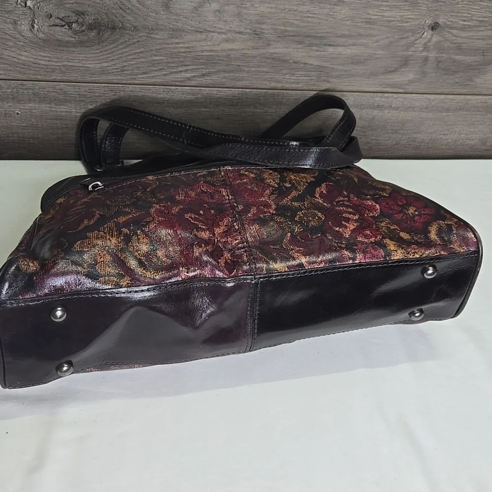 Patricia Nash Black and Floral Leather Women's Bag